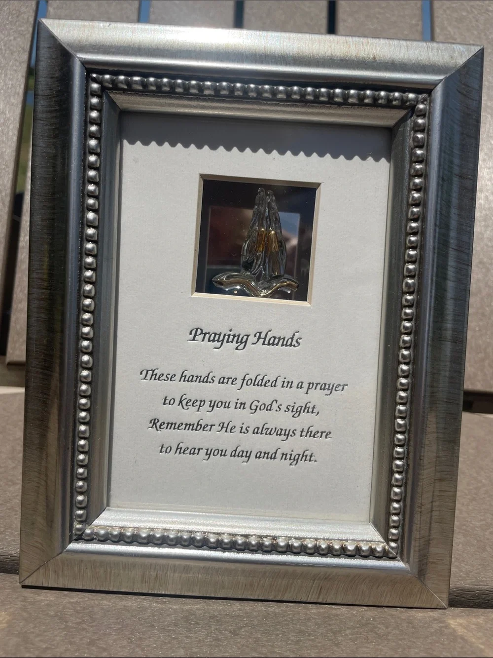 Praying Hands Crystal Gold Leaf Framed Faith Keepsake Silver Wooden Frame